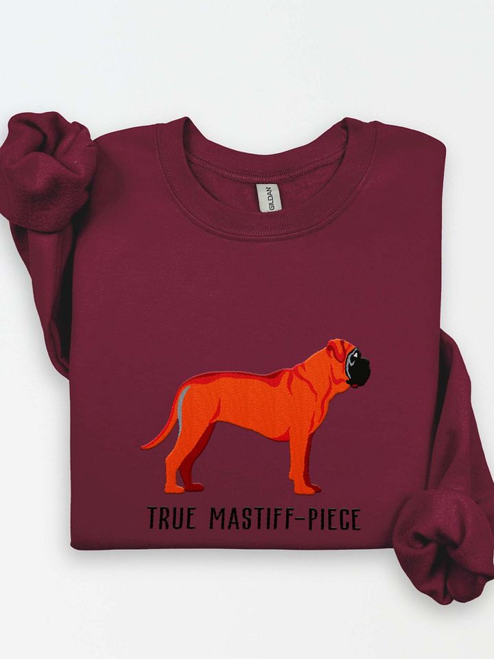 True Mastiff-Piece Sweatshirt (Embroidered) of an English Mastiff(Red) product image (1)