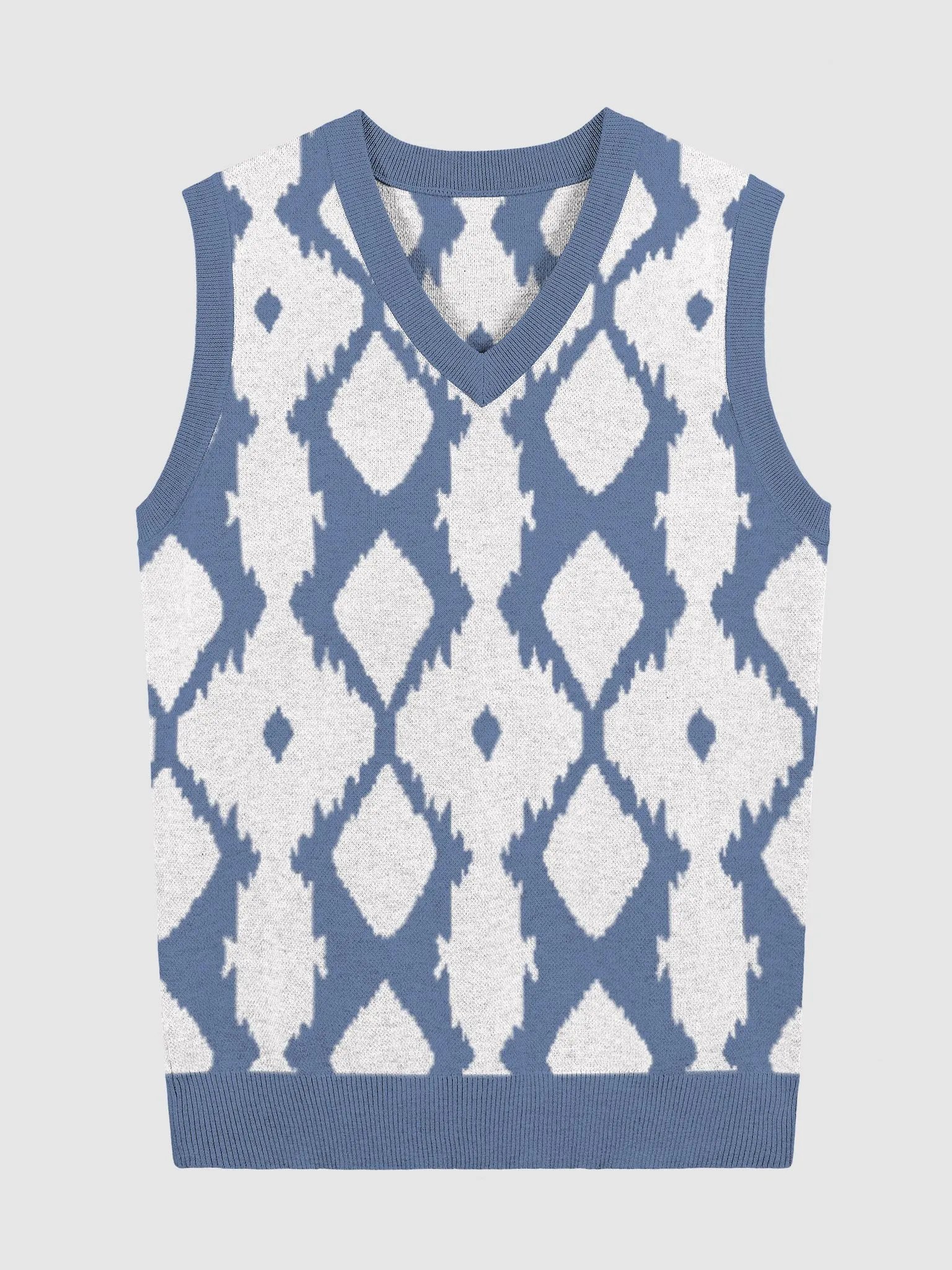 Ikat Ethnic Dark Blue Knitted Vest product image (4)