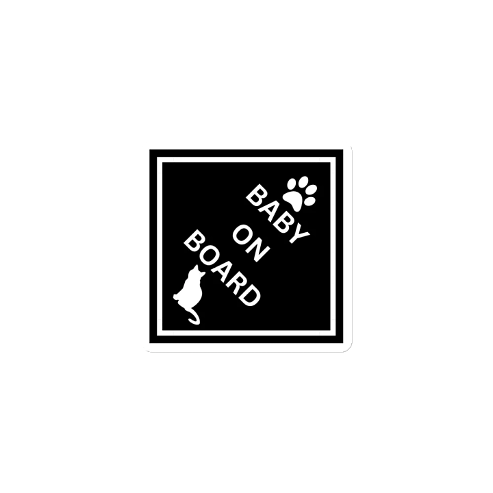 Cat Baby on Board Magnet - White on Black product image (1)