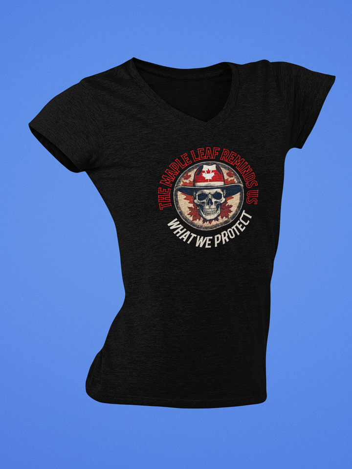 Maple Leaf Skull Relaxed V-Neck Tee product image (13)