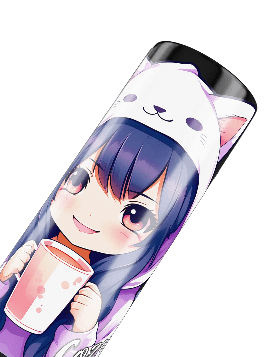 Cozy Kawaii Anime Girl 20 oz Skinny Stainless Steel Tumbler - Black product image (6)