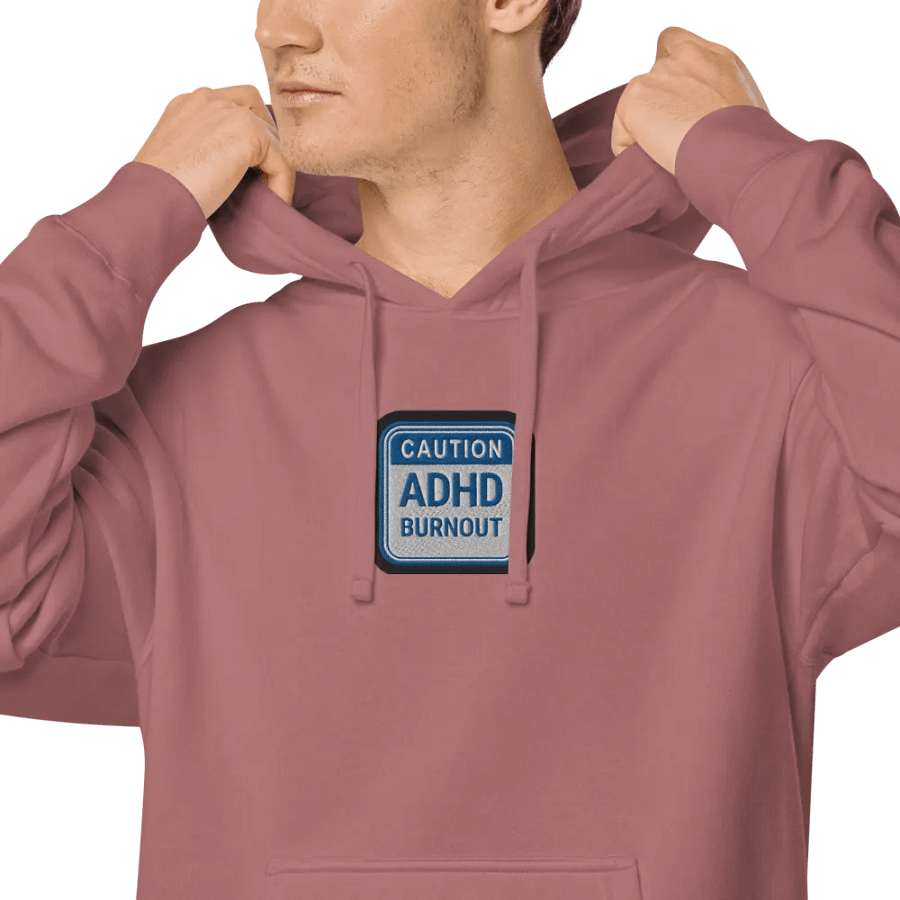 CAUTION: ADHD BURNOUT embroidered pigment hoodie (royal bubble design) product image (5)