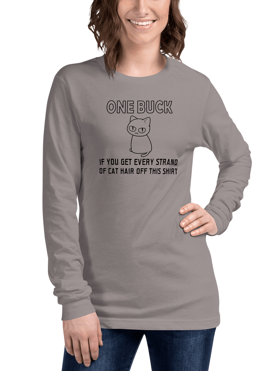 Cat Hair on Shirt Unisex Long Sleeve Tee, Black Print product image (3)