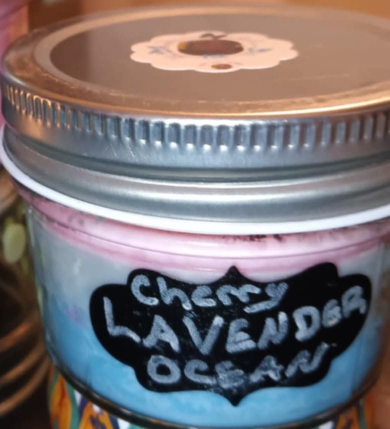 Cherry lavender ocean scented candle