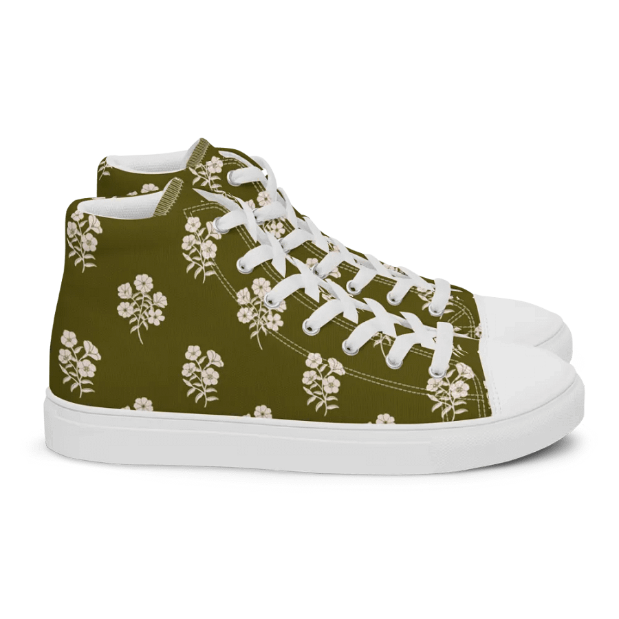 Alpine Cascade - Green and Cream - Women High Top Canvas Shoes product image (3)