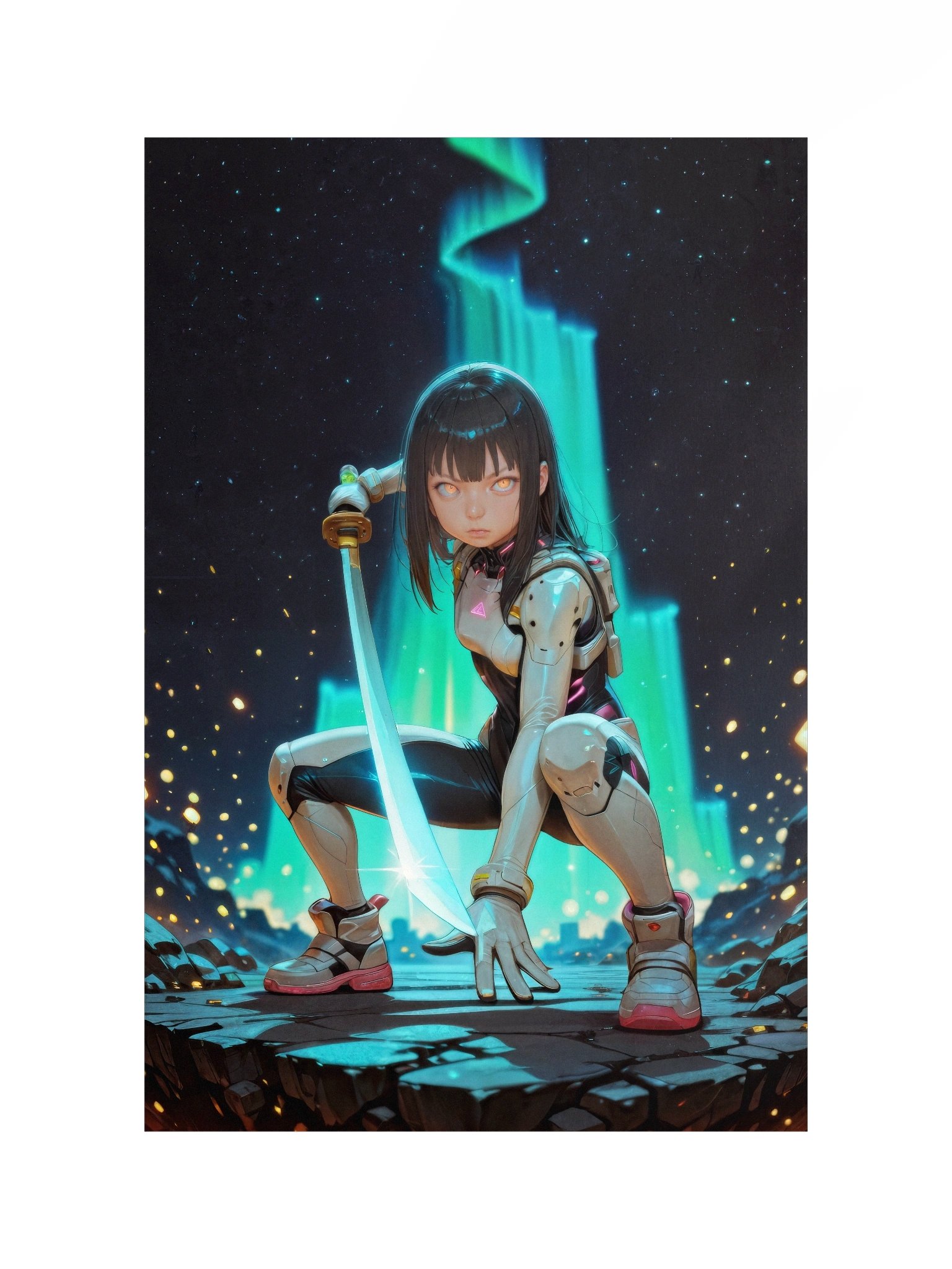Cyber Samurai Girl Wall Art Poster product image (1)
