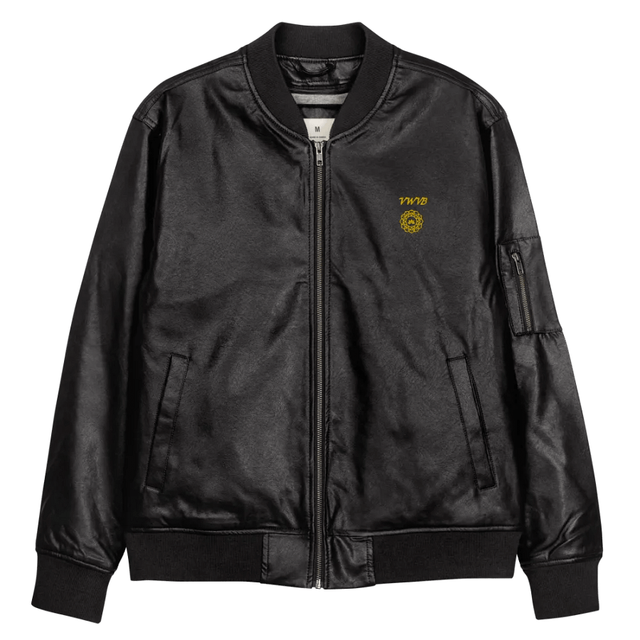 Lotus Mandala Faux Leather Bomber Jacket product image (11)