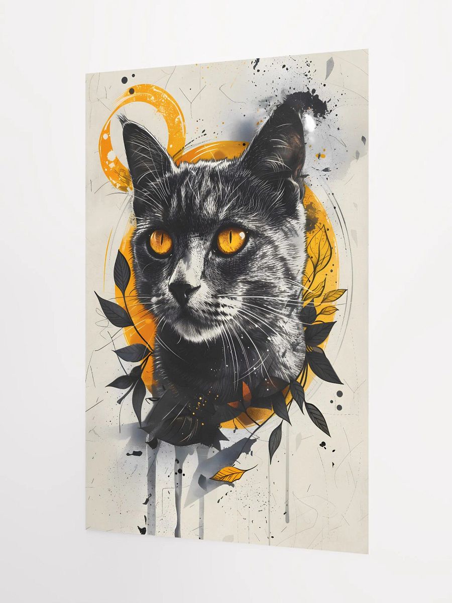 Mystique Unleashed: Urban-Inspired Black Cat with Golden Eyes Matte Poster product image (5)