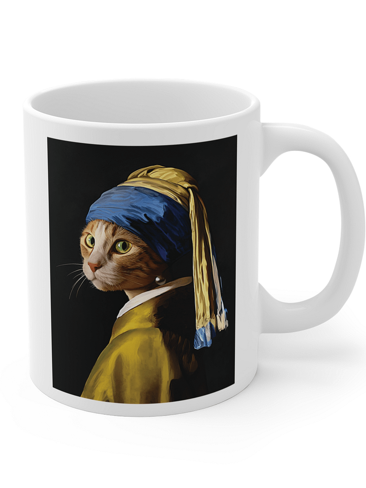 Cat with Pearl Earring Mug, 11oz product image (1)