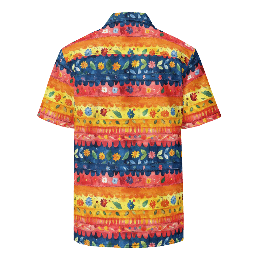 Scalloped Stripe Floral Pattern-Seamless Papel Picado Hawaiian Shirt product image (2)