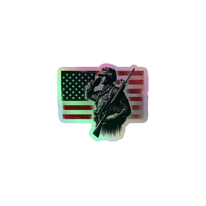 Saluting Soldier - Proud USA Patriotic Tribute Vintage Holographic Sticker Sheet product image (1)