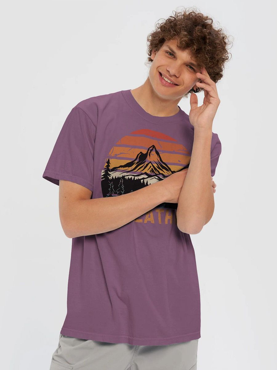 Breathe Vintage Sunset Mountain Lake Forest T-shirt product image (57)