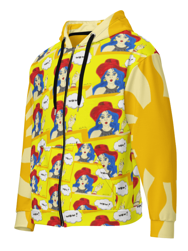 Pop Art girl - (art by Dina R.) acrylic painting picture - Recycled Unisex Zip Hoodie product image (3)