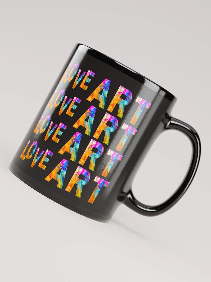 Trendy Black coffee mug for the artist in your family. Creative design ‘LOVE ART’ Perfect gift for artist friend, mom dad. product image (8)