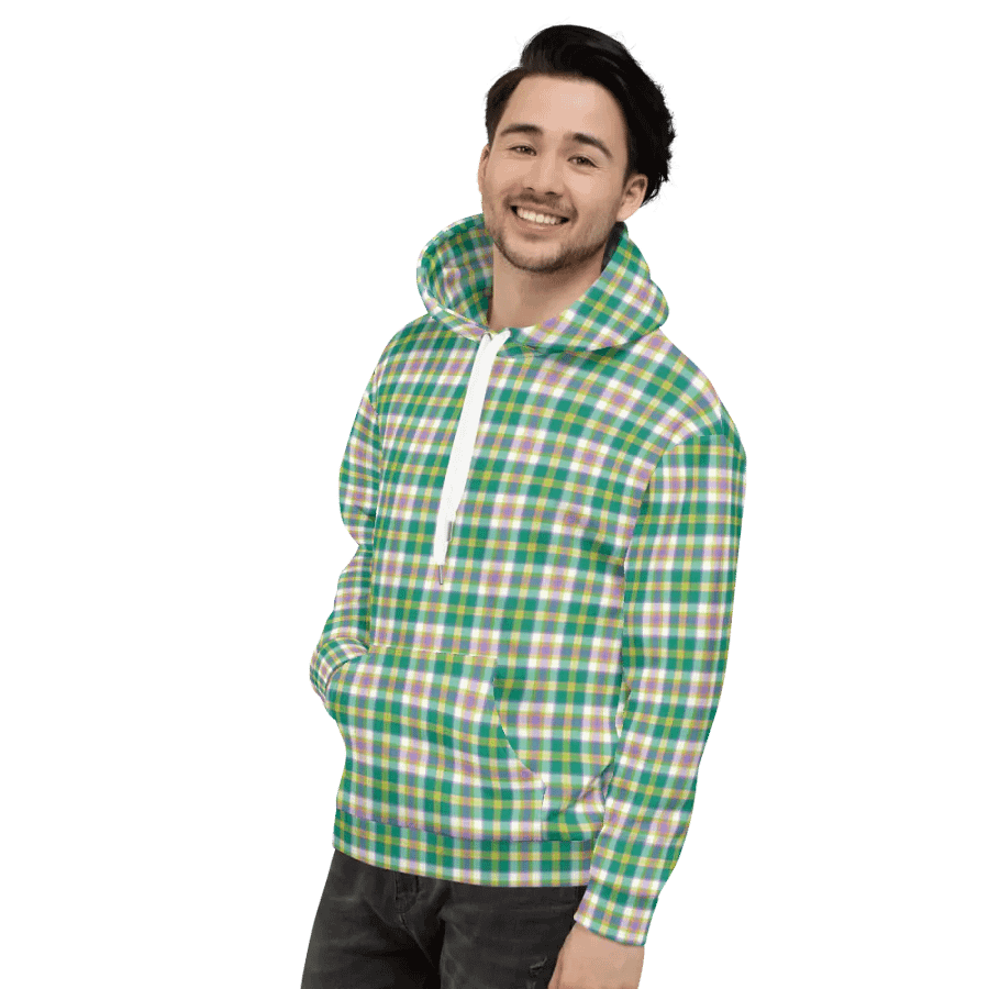 Seafoam Green and Purple Plaid Hoodie product image (5)