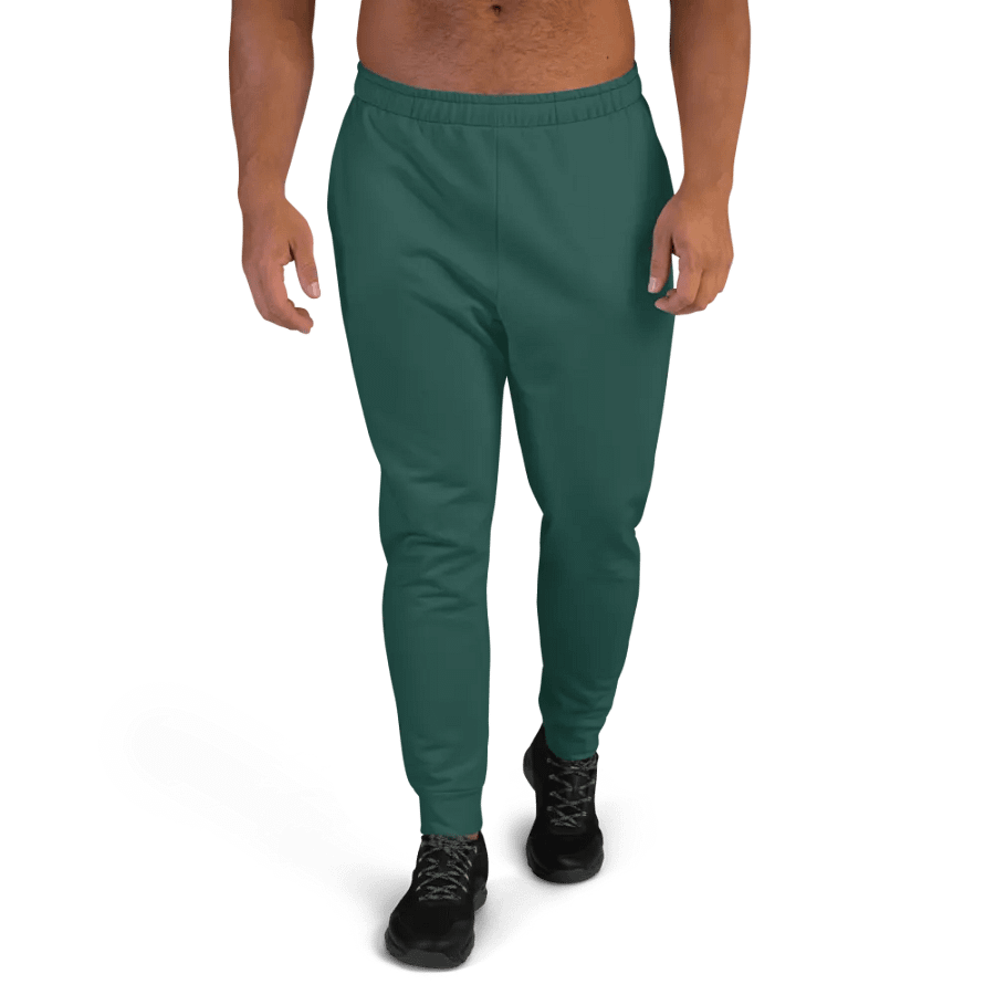 Plain Dark Green Soft Summer Recycled Polyester Premium Men's Joggers by Treasure Pie product image (1)