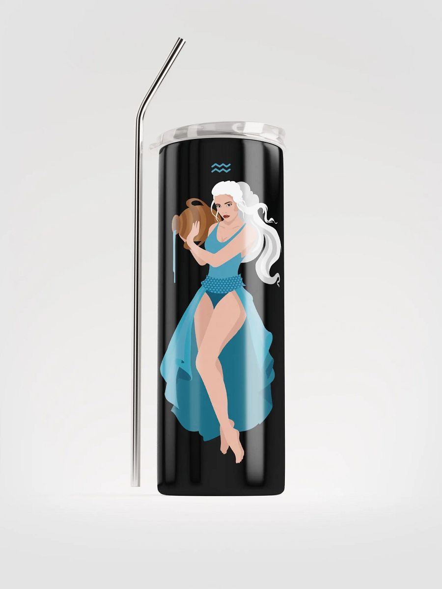 Aquarius Woman Illustrated Stainless Steel Tumbler: Embrace Zodiac Artistry! ♒ product image (1)