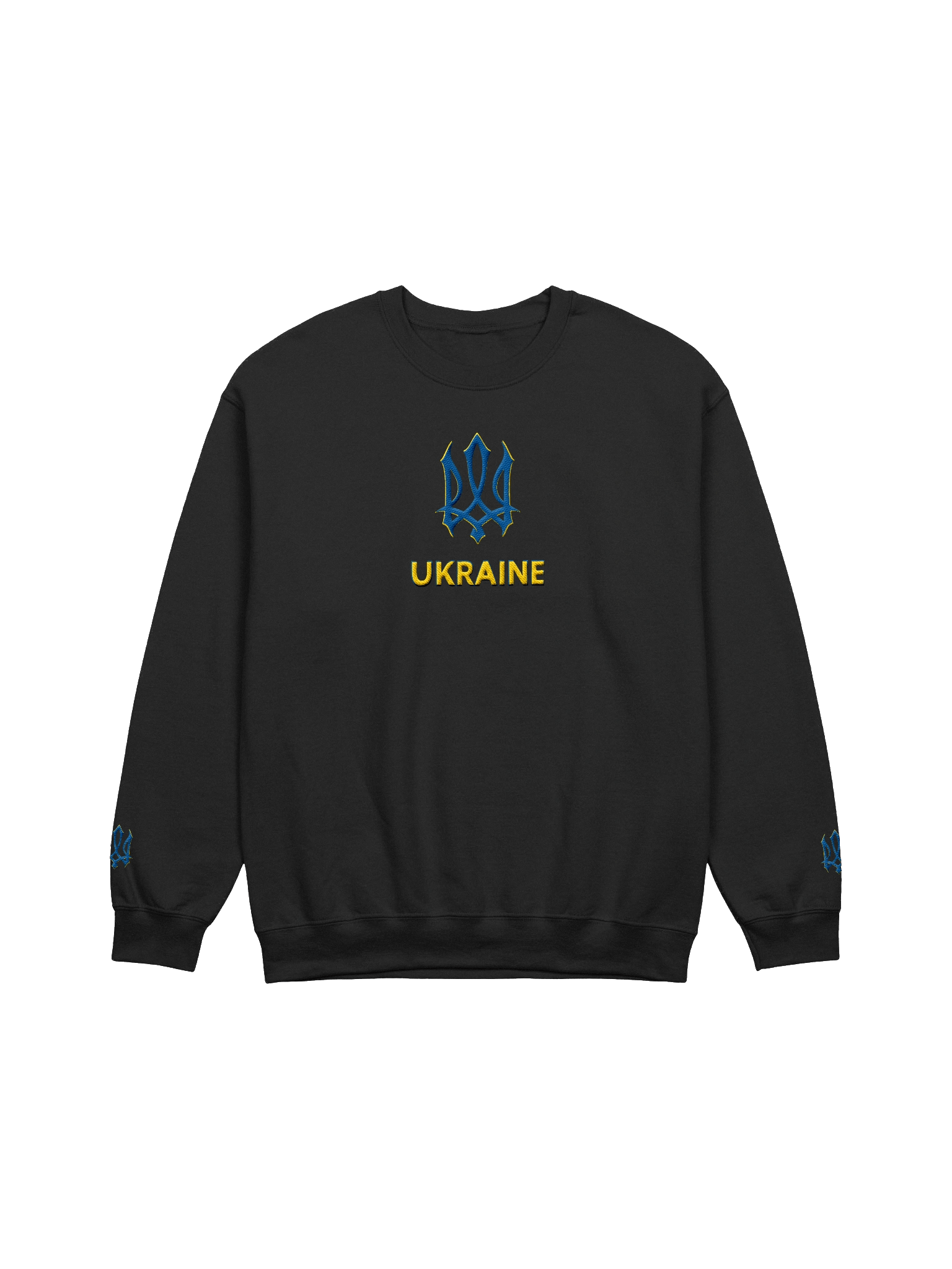 Ukraine Trident Blue Yellow Ukrainian Coat Arms Official Symbol | Gildan Classic Crewneck Sweatshirt | Embroidered product image (1)