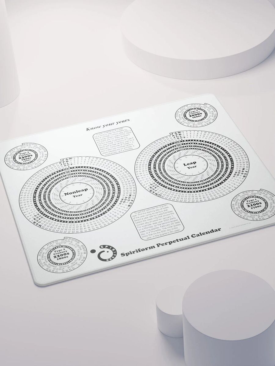 Spiriform Perpetual Calendar Gaming Mousepad 18
