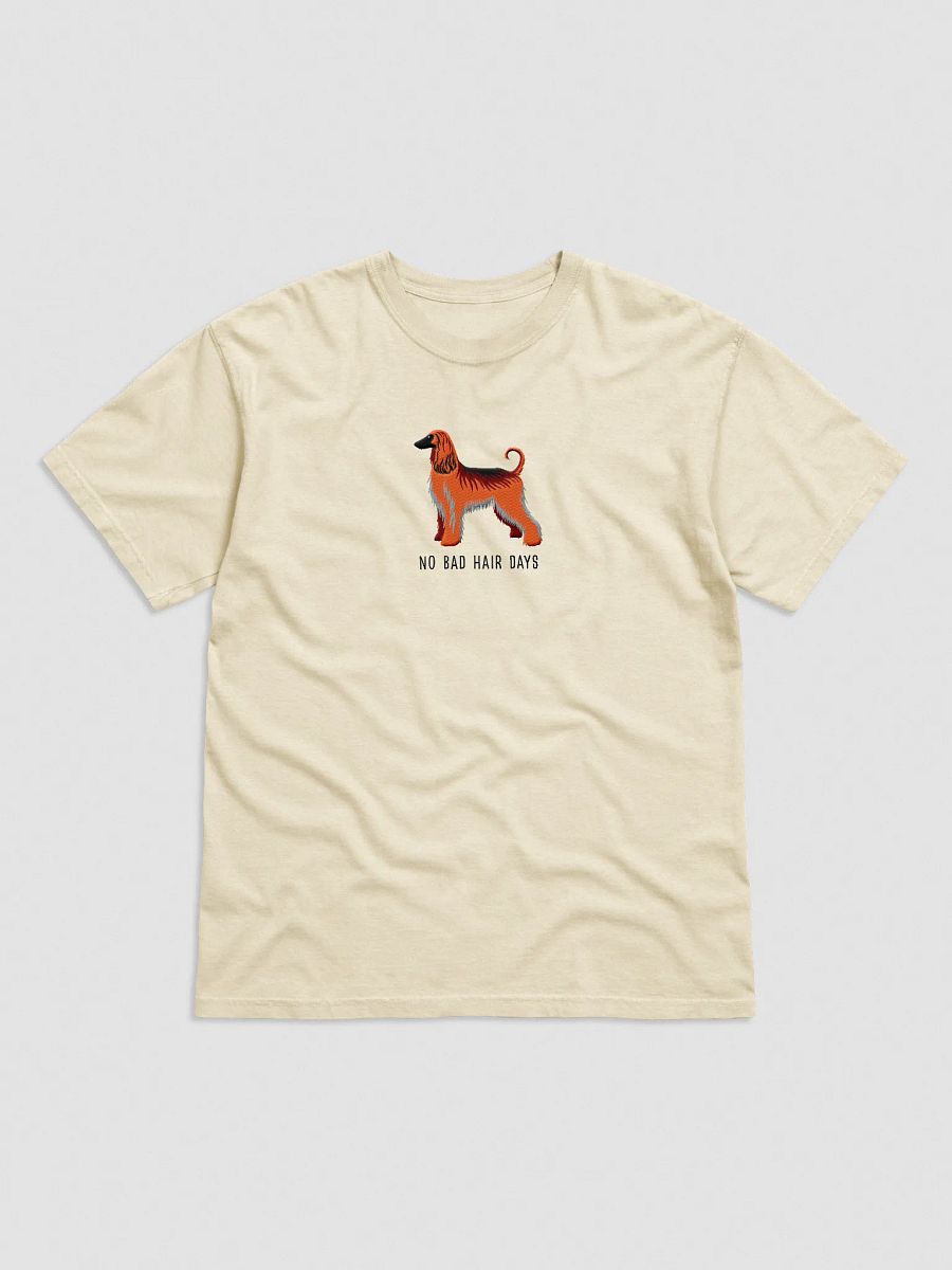 No Bad Hair Days T-Shirt(Embroidered) of an Afghan Hound(Red) product image (25)