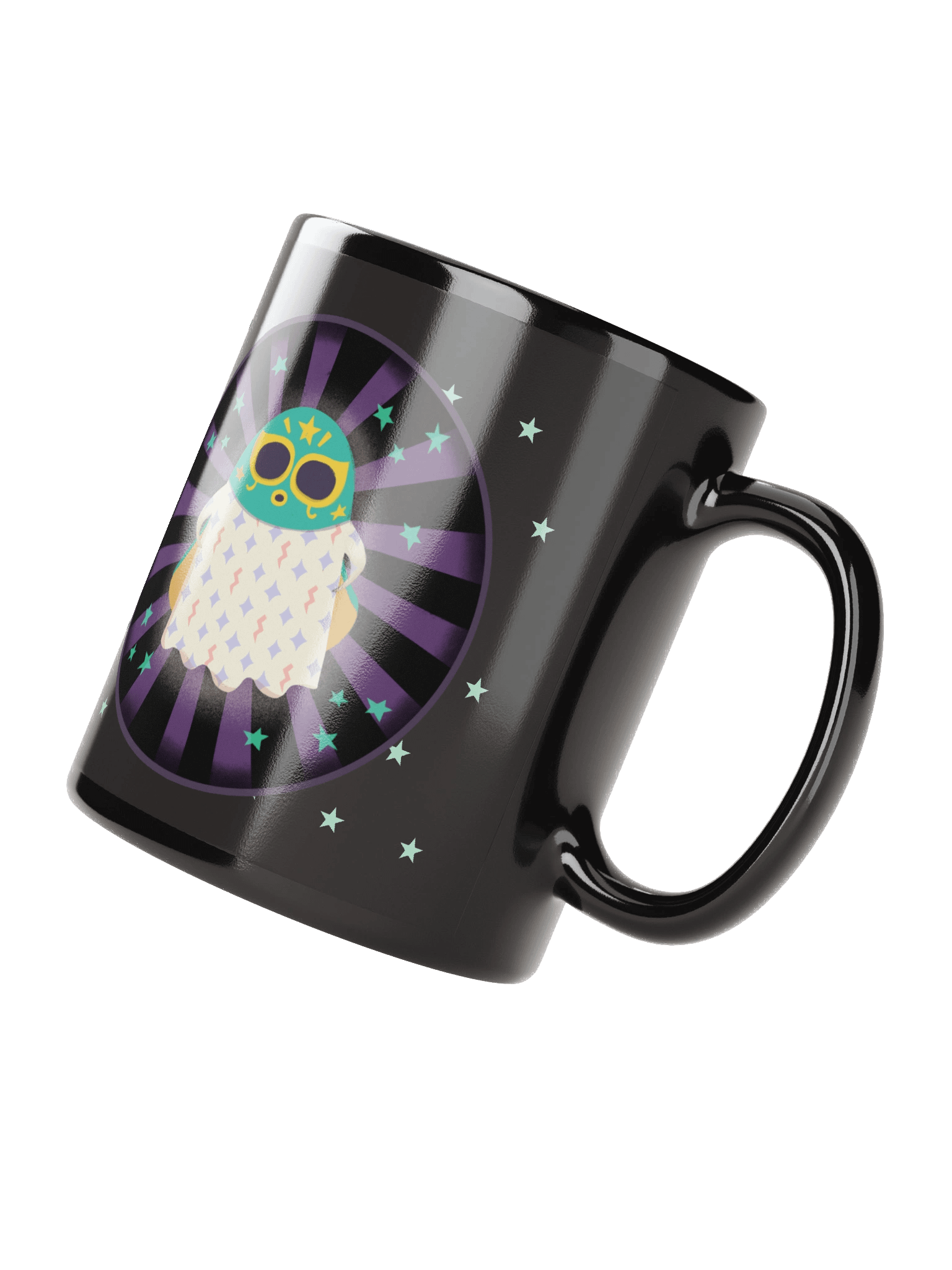 Little Ghost Luchador - Black Ceramic Mug product image (5)