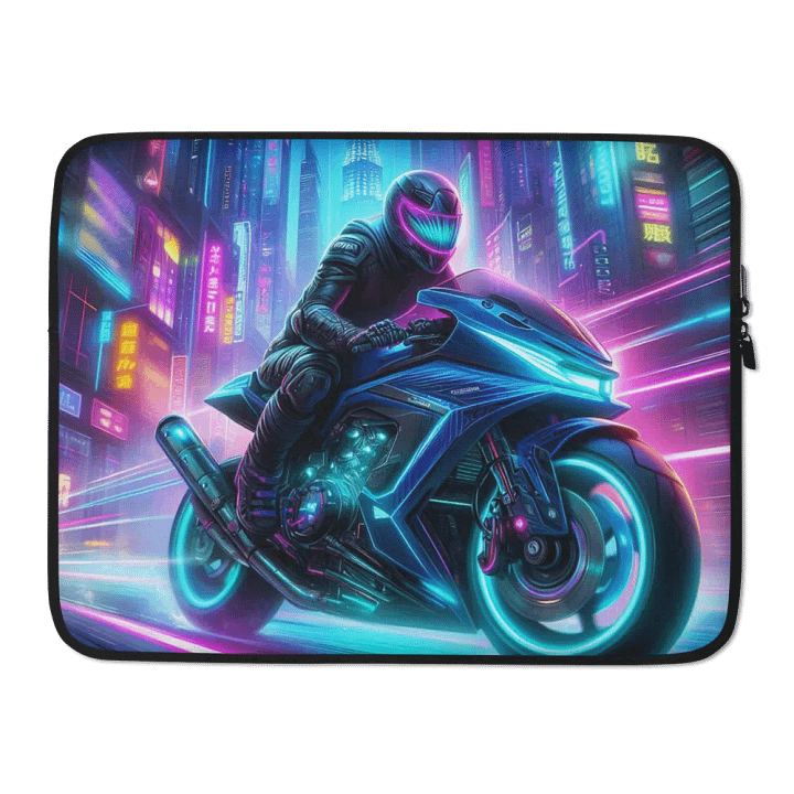 Neon Rider Laptop Sleeve | Ai Design Roads never end product image (2)