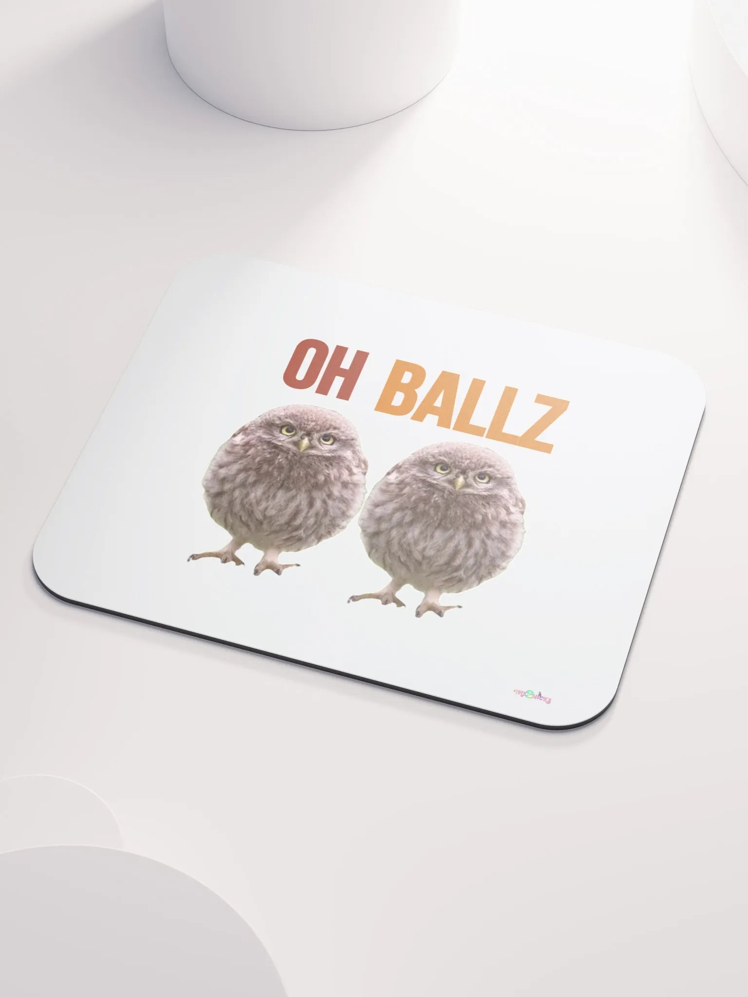 Oh Ballz Classic Mouse Pad (White) product image (3)