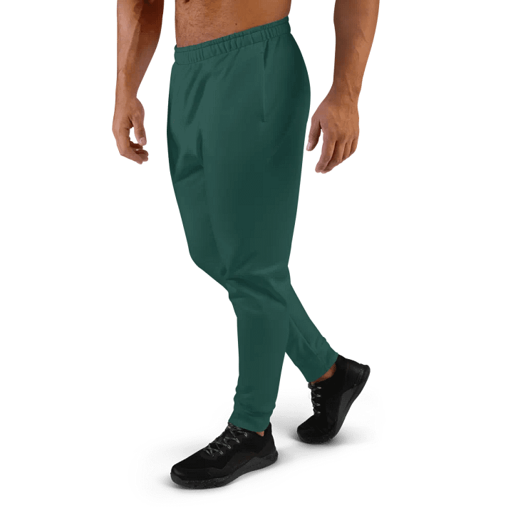 Plain Dark Green Soft Summer Recycled Polyester Premium Men's Joggers by Treasure Pie product image (2)
