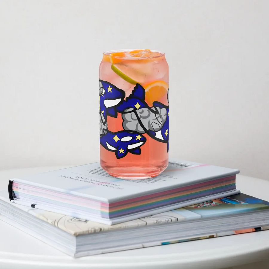 midnight orcas can-shaped glass product image (4)