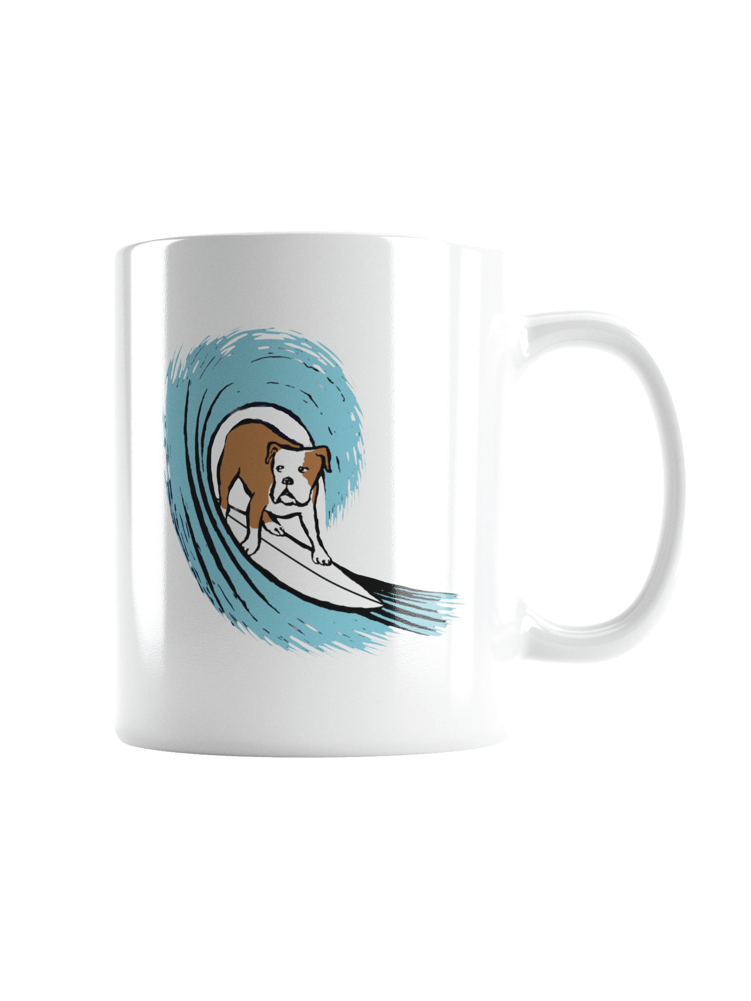 Surfing Bulldog White Glossy Mug product image (4)