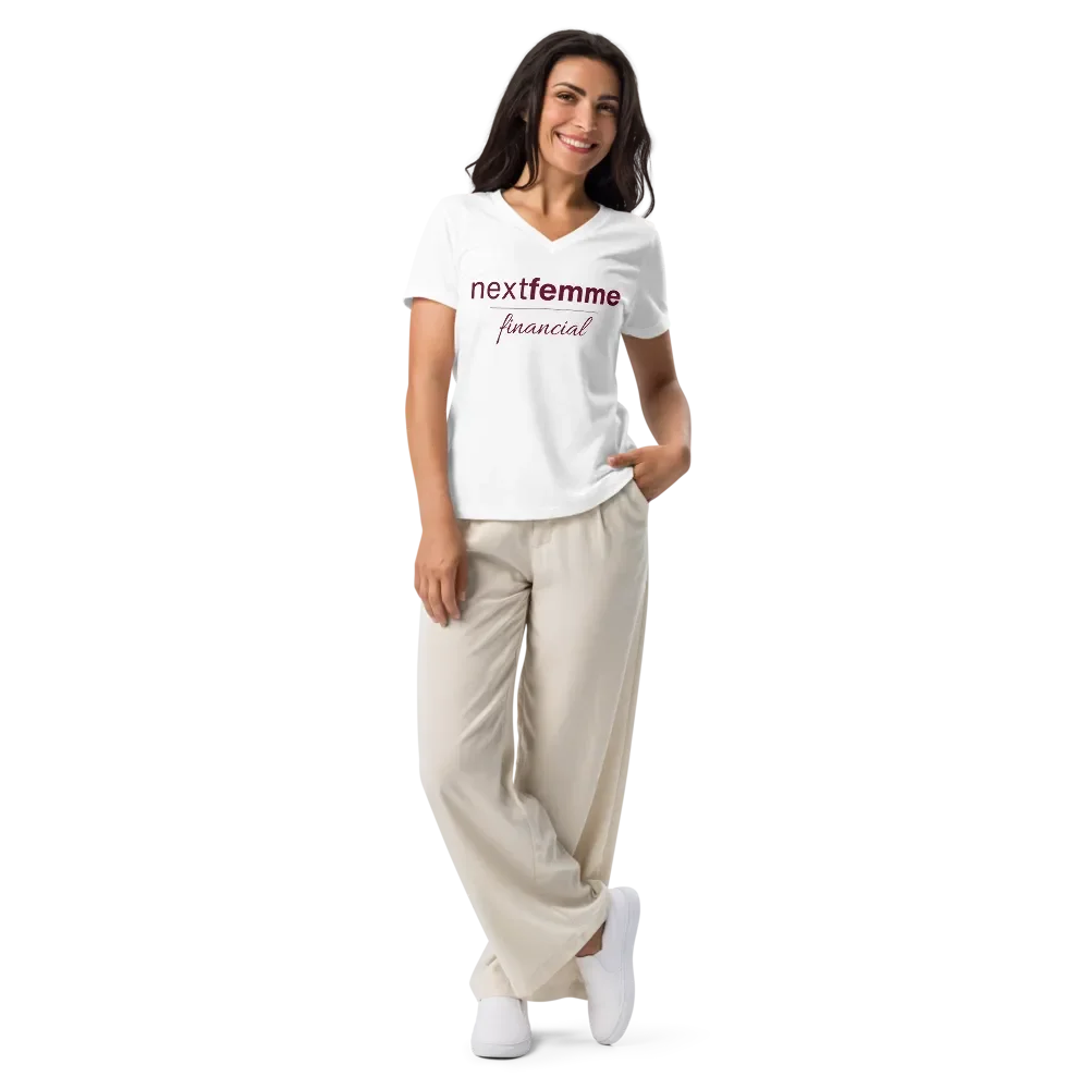 Relaxed V-Neck Tee with Maroon Logotype product image (3)