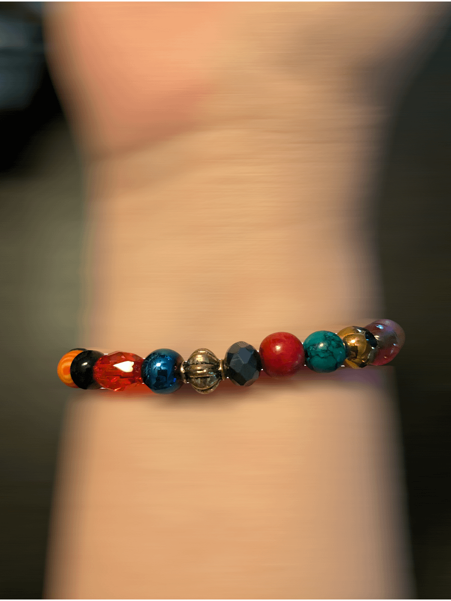 Handmade Multi Color Bracelet with Purple Cross & Bell product image (2)