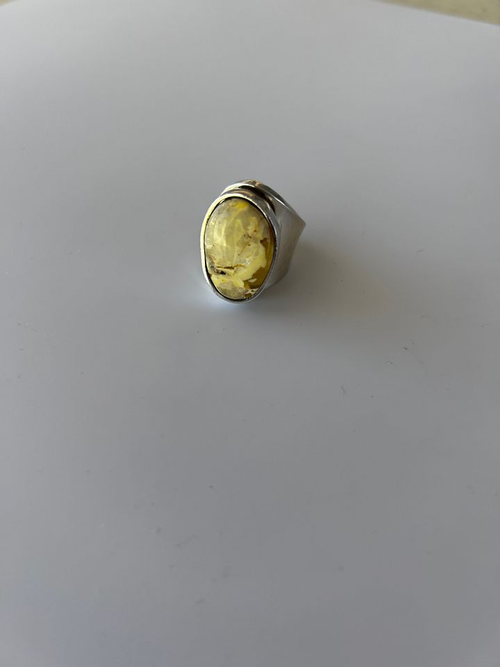 Baltic White Amber 925 Sterling Silver Adjustable Ring product image (1)