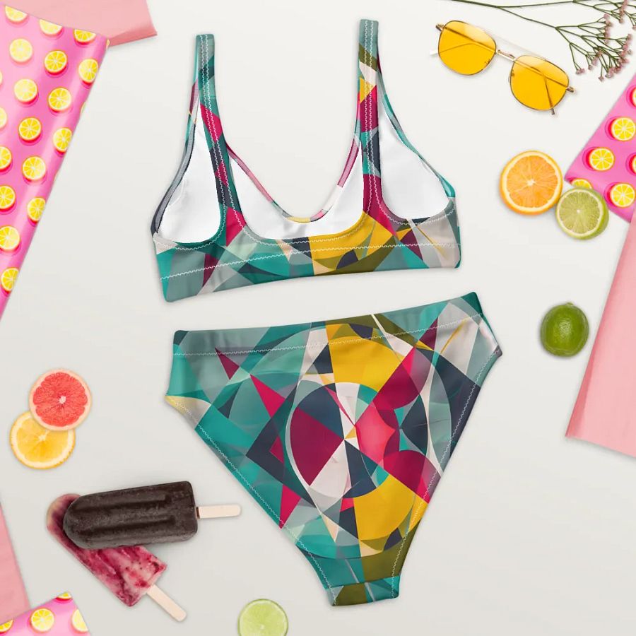 Abstract Lithographic Pattern Design High Waisted Bikini - V9 product image (7)