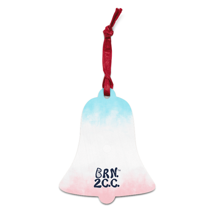 BOURNE to Cape Cod™ | Wooden Holiday Ornament | Double-Sided Coastal Keepsake | with BRN.2C.C.™ Logo on Back | Navy Blue Logos on Patriotic Pastels product image (2)