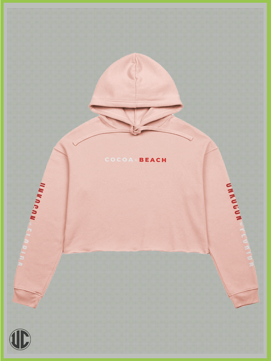 Cocoa Beach Crop Hoodie for Women – Cute Surf Graphic, Streetwear Fit, Soft Cotton Pullover product image (2)