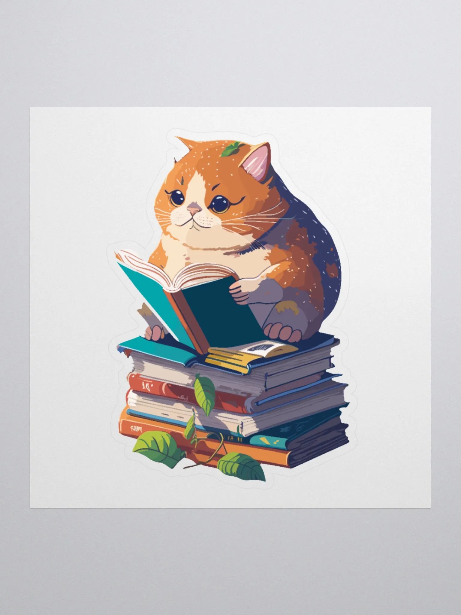 Cat Reading Book Sticker product image (1)