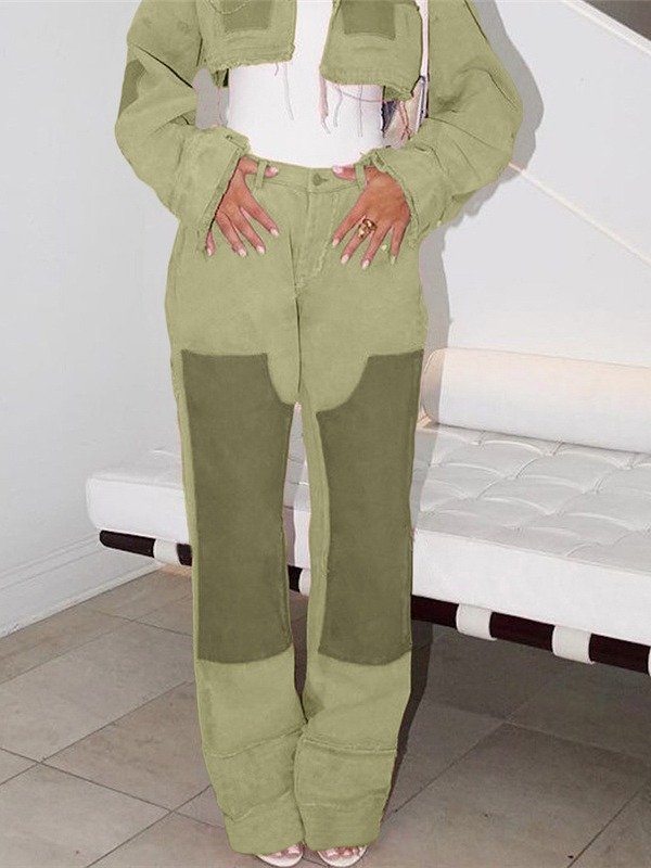 Fashion Street Patch Stitching Brushed Trousers For Women product image (4)