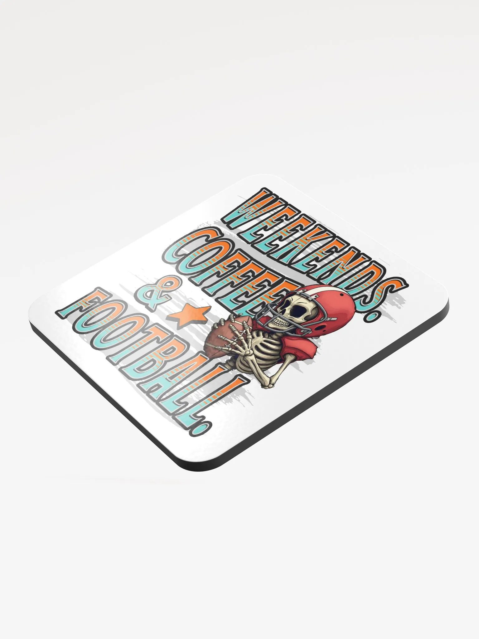Weekends Coffee And Football Skeleton Warrior Cork Coaster product image (4)
