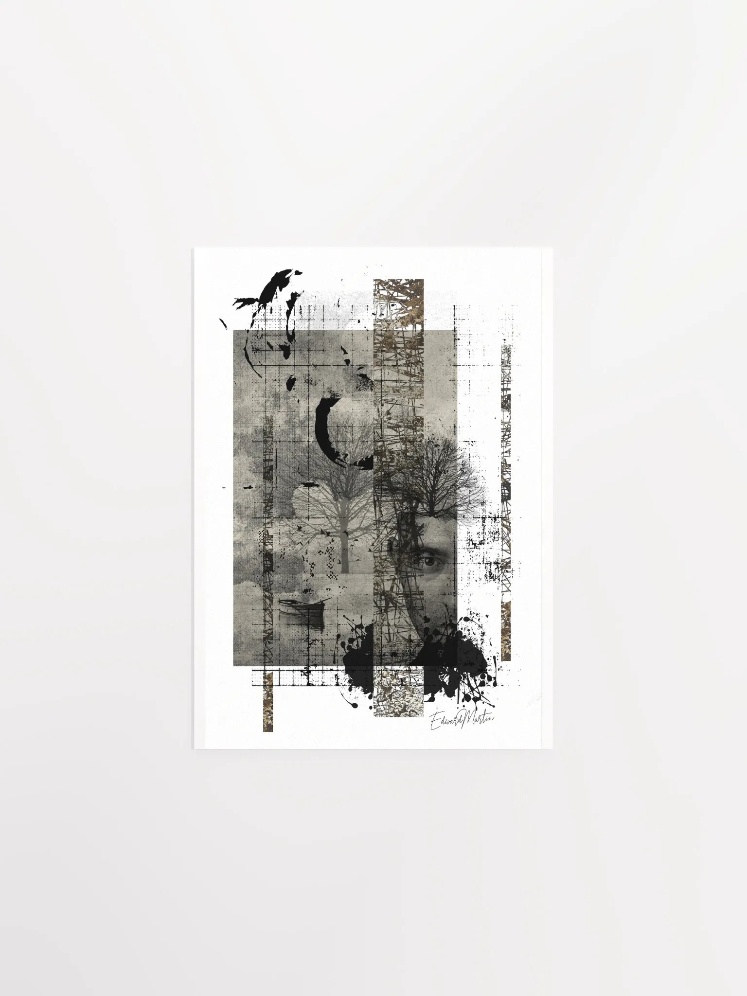 'Solitude' by Edward Martin- Collage-Monochrome Collage Poster product image (2)
