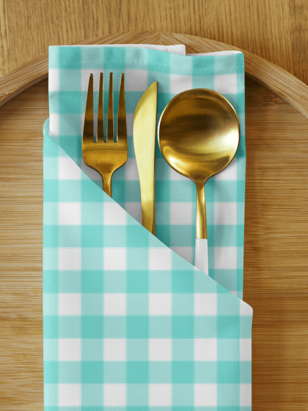 Matching Set of Teal Gingham Cloth Napkins product image (1)