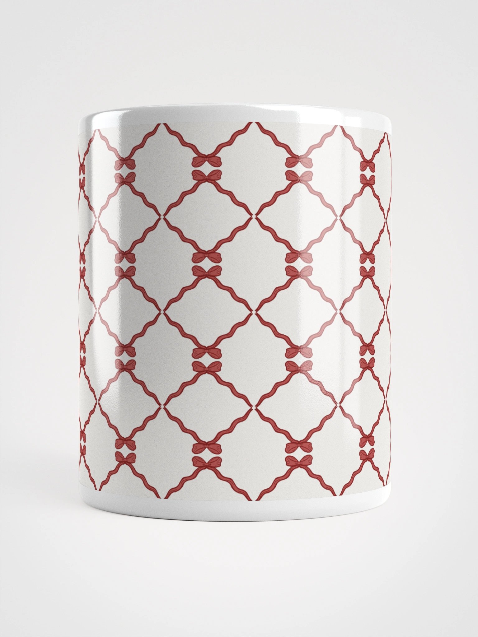 Bows and Ribbon Pattern Mug in White and Red product image (7)