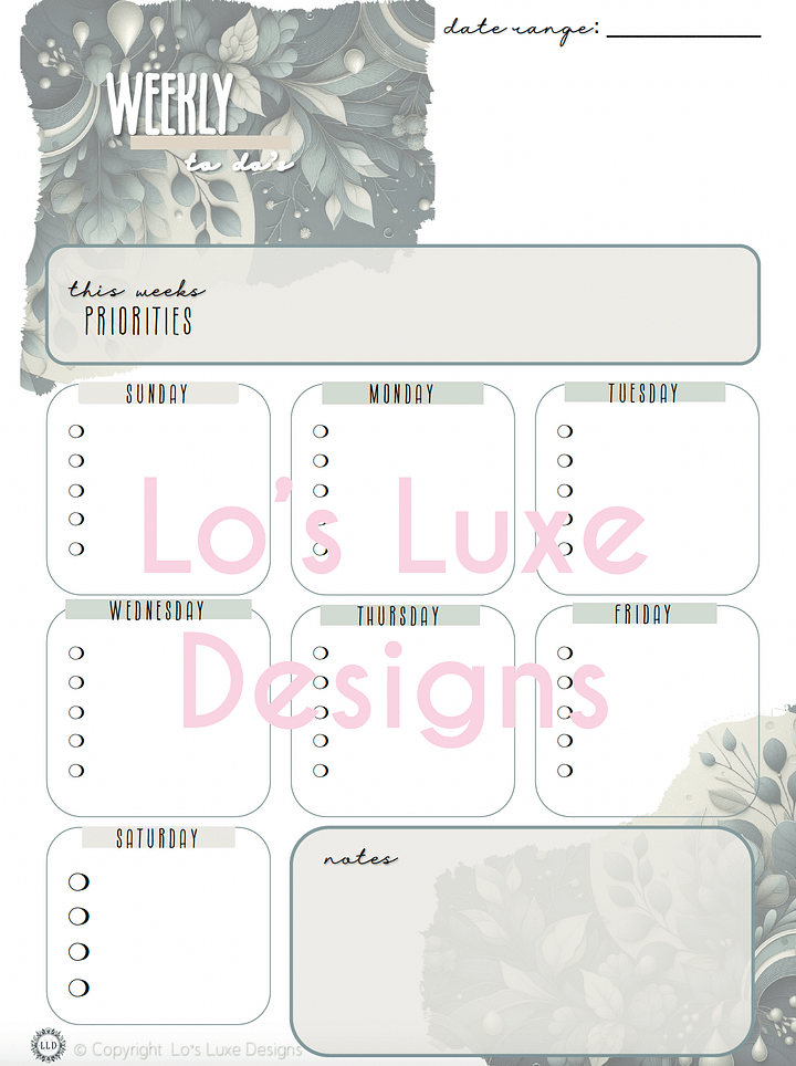 The 'Ellie' Exclusive To Do List Bundle - 8.5x11 - Printable product image (2)
