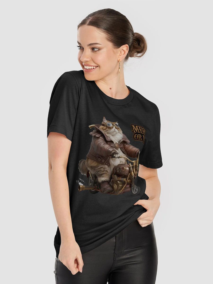 Meow or Die Steampunk Cat Biker T-Shirt product image (8)