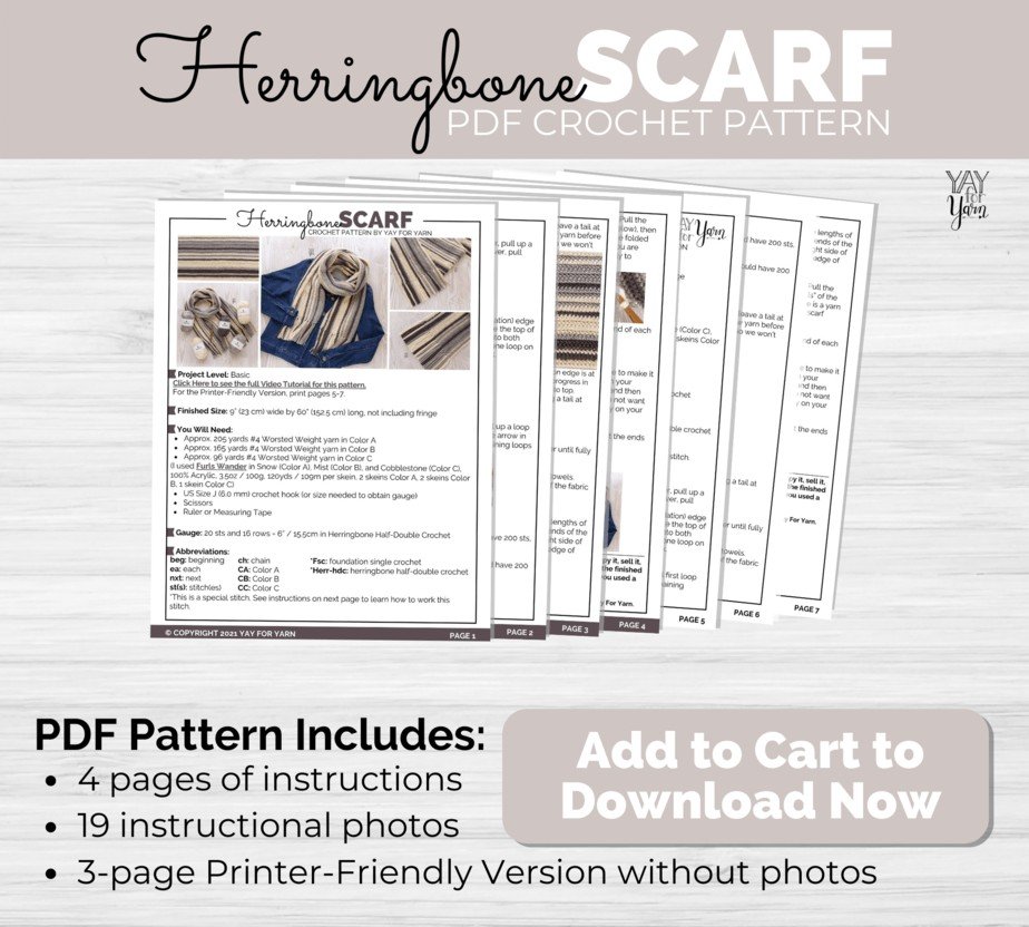 Herringbone Scarf - PDF Crochet Pattern & Video Tutorial product image (4)