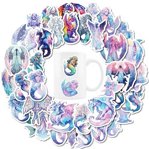 50pcs Cartoon Angel Mermaid Stickers For Stationery Guitar DIY Phone Case Craft Supplies Cute Sticker Vintage

Material: PVC ...