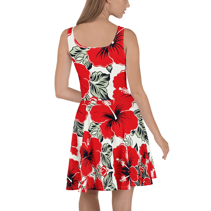 Red Hibiscus Fit & Flare Dress – Tropical Island Vibes product image (2)