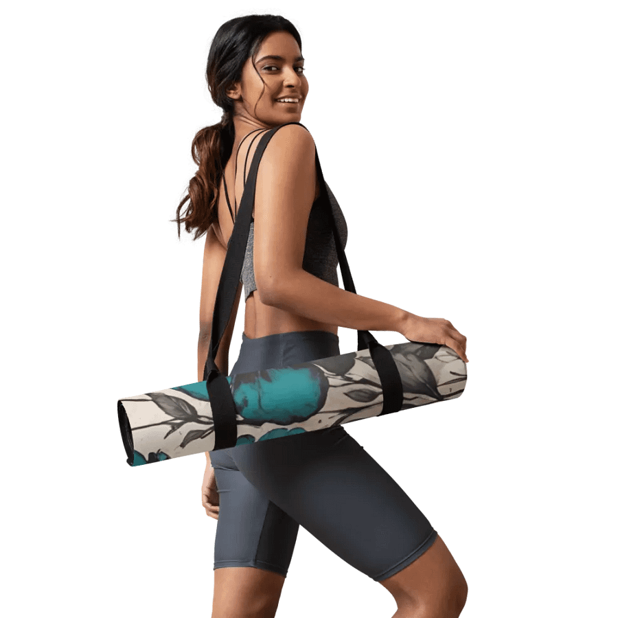 Vintage Teal Blossom Yoga Mat product image (9)