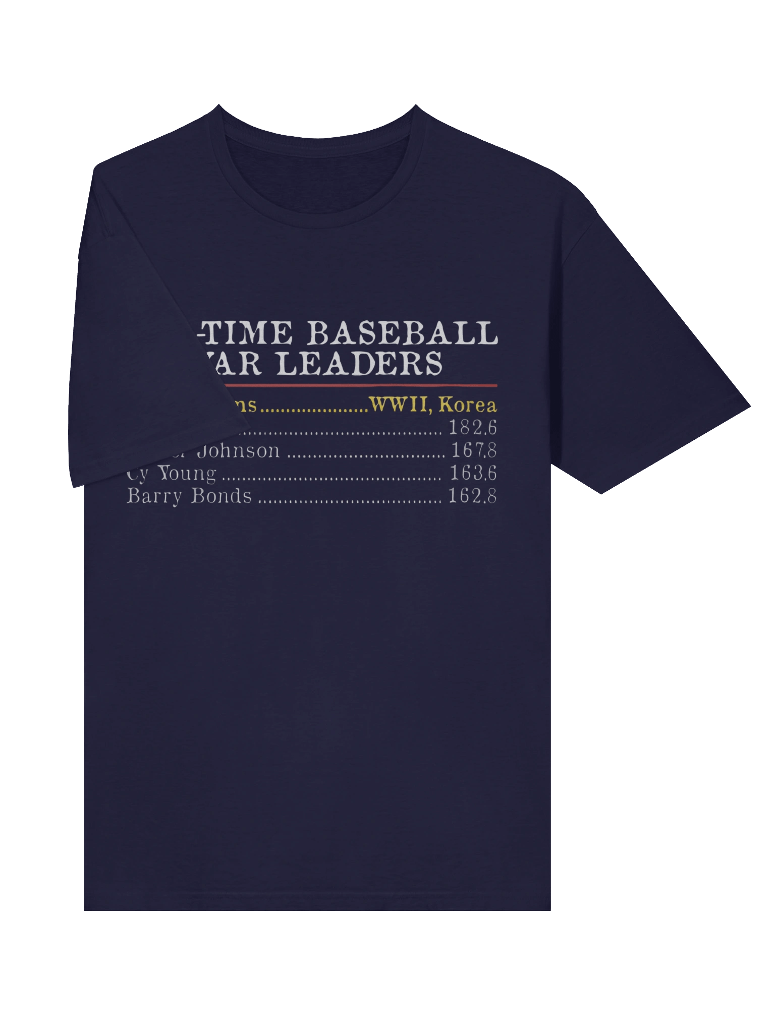 All-Time Baseball WAR Leaders T-Shirt product image (3)