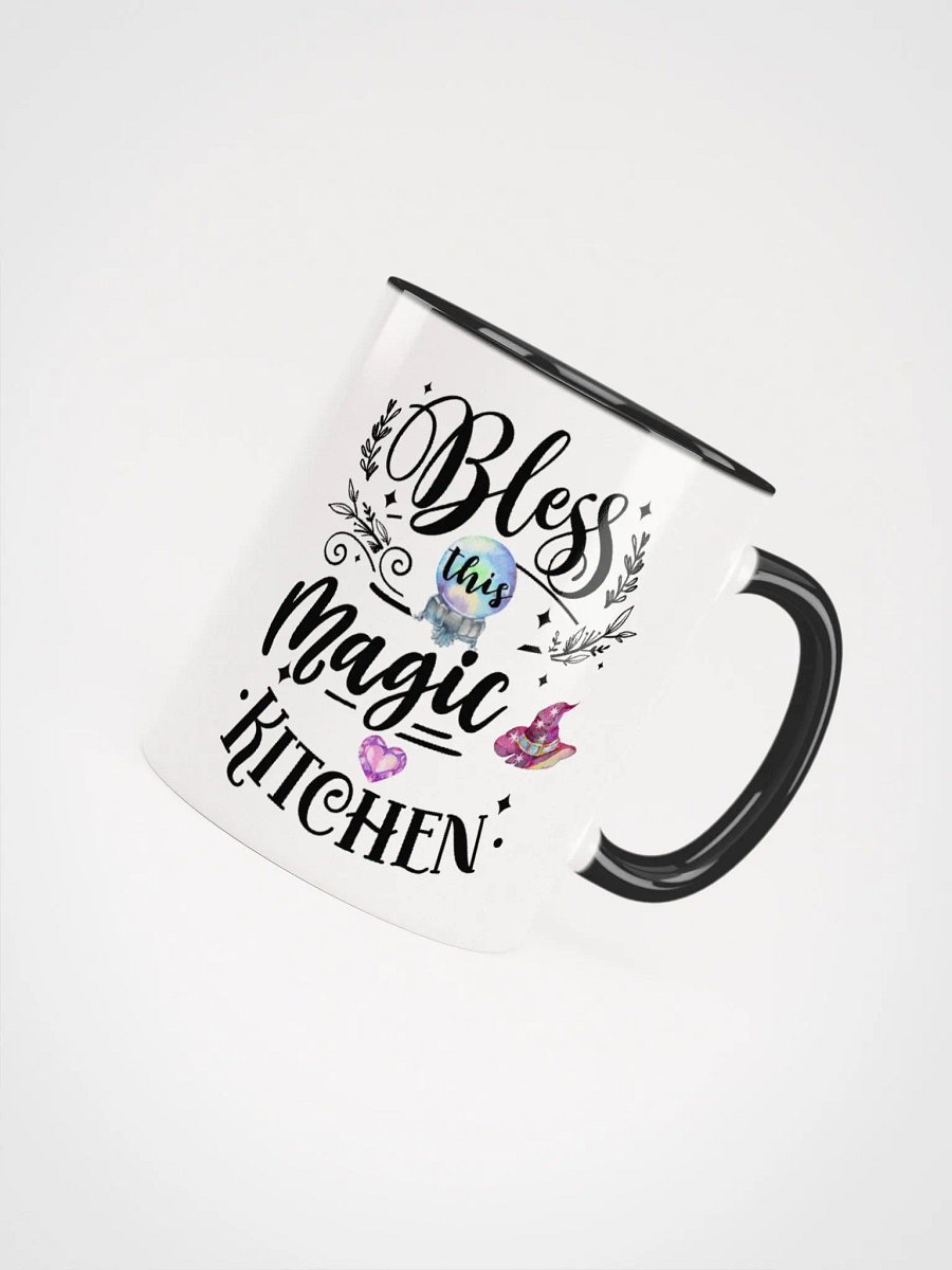 Bless This Magic Kitchen WHITE WITH BLACK HANDLE MUG- Witchy, Kitchen Witch, Magic Kitchen Gift product image (5)